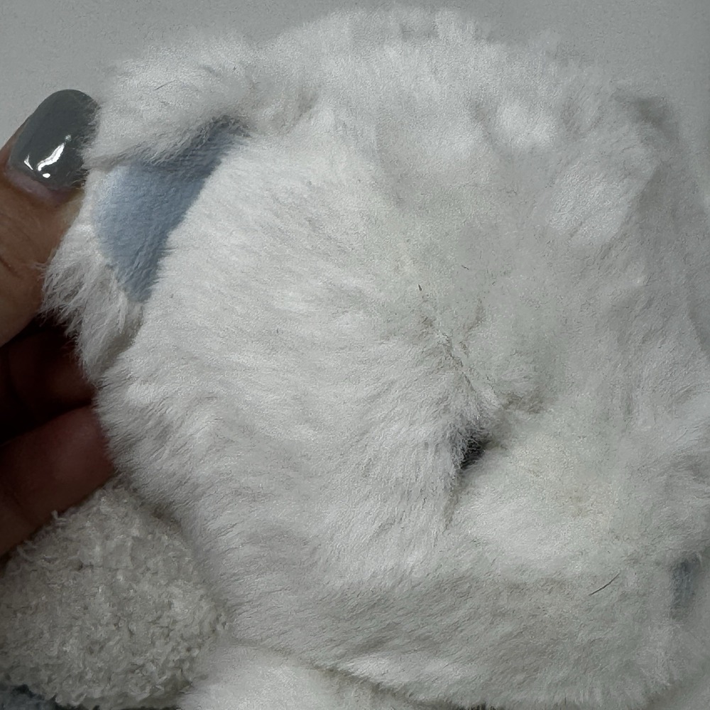 Mudpie Bear Plushie Blanket Lovie Boys Lovey White Blue Trim Scalloped Chenille - Picture 7 of 9